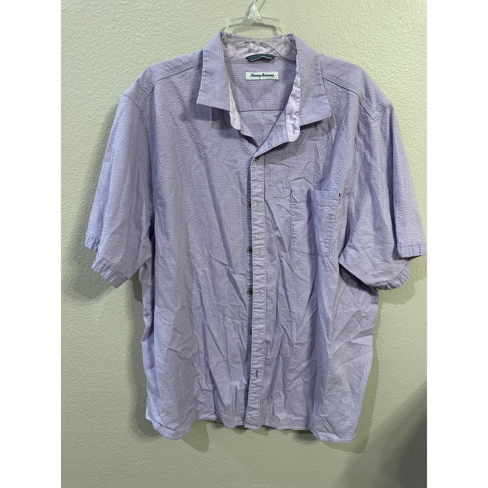 Tommy‎ Bahama SEER SUCKER XXL Purple Short Sleeve Button Up Casual Shirt